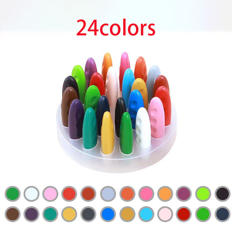 สีเทียนสำหรับเด็ก สีเทียนปลอดสารพิษ 12/24สี มือของเด็กไม่สกปรก รูปร่างถั่วลิสง ยมล้างทำความสะอาดได้ดินสอสีพลาสติก