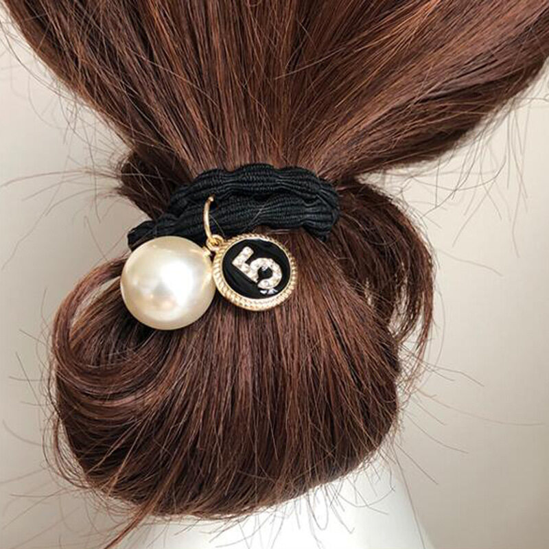 เกาหลีหมายเลข 5 ผมมุก Rhinestone ผมหางม้าผูกผมมุกสาวยางรัดKorea  Number 5 Rhinestone Pearl Hair Tie Ponytail Pearl Hair Tie Girls  Rubber Band