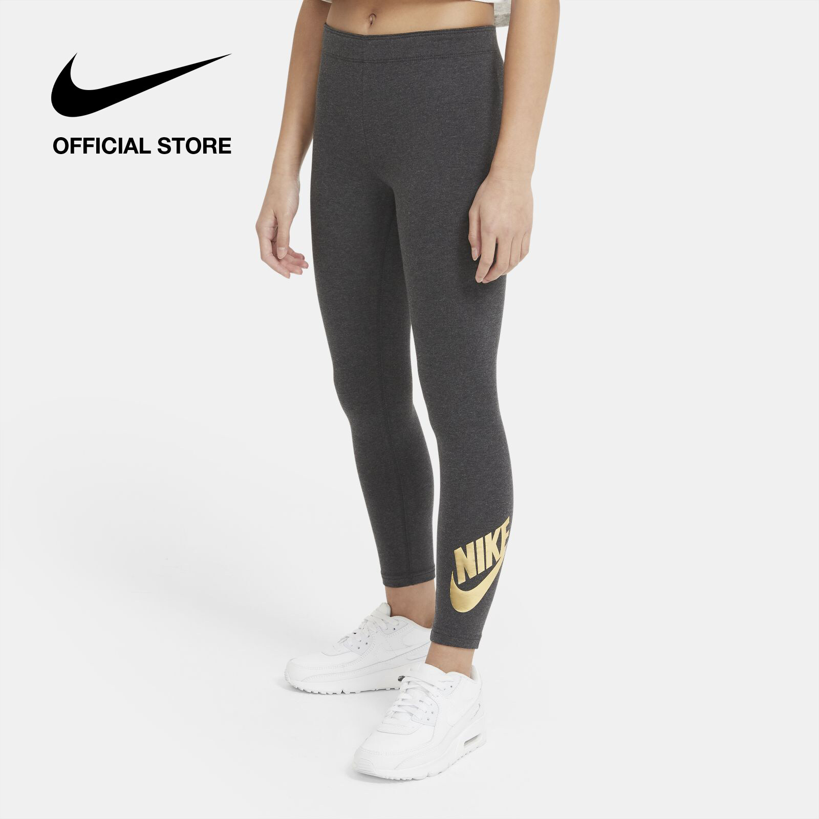Nike Kids' Sportswear Graphic Leggings - Black ไนกี้ เลกกิ้งเด็กลายกราฟิก - สีดำ