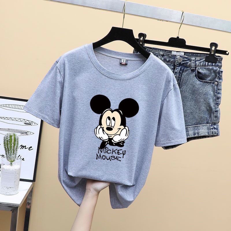 bear?พร้อมส่ง‼️?เสื้อยืดมิ้กกี้เม้าส์ เนื้อผ้าดีนุ่มเด้งมี 3 สี ขาว/ดำ/เทา เสื้อยืดแฟชั่น เสื้อยืดผู้หญิงแขนสั้น ( 9274)