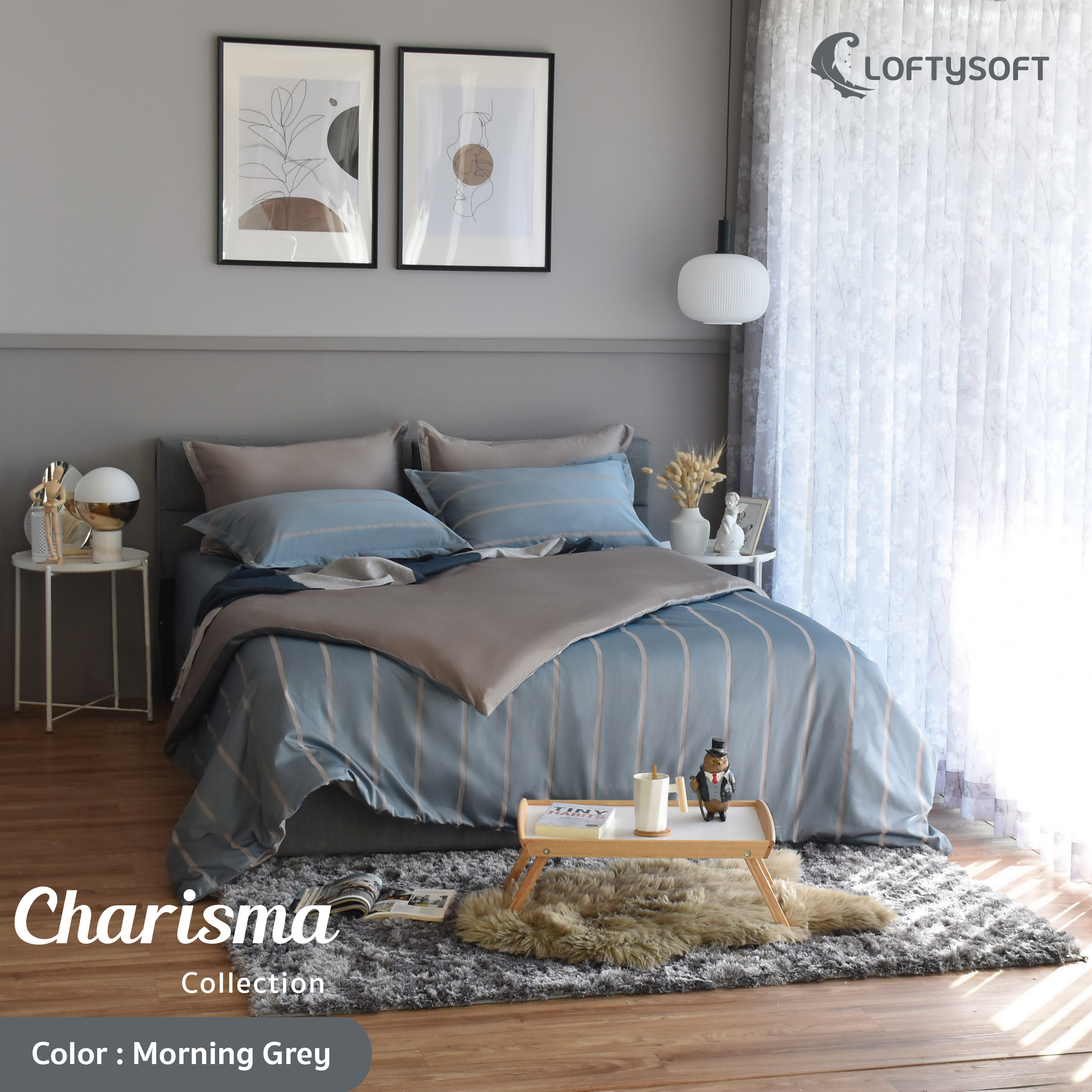LOFTYSOFT Bed Sheet Set, 6ft KING, 5ft QUEEN, 3.5ft SINGLE, Cotton Silk 550TC, Charisma Collection ราคา 1,900 บาท*ส่งฟรี