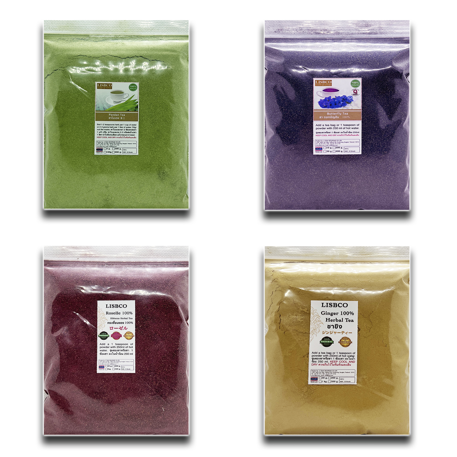 Buy 1 Get 1 Free Tea Herbal Tea 1 kg Herbs Powder Herbal Drink Lemongrass Pandan Roselle Butterfly Pea Flower Stevia Krachai Ginger Healthy Tea Dried Herbs Thai Herbs Best Seller Quality Products ราคา 252 บาท*ส่งฟรี