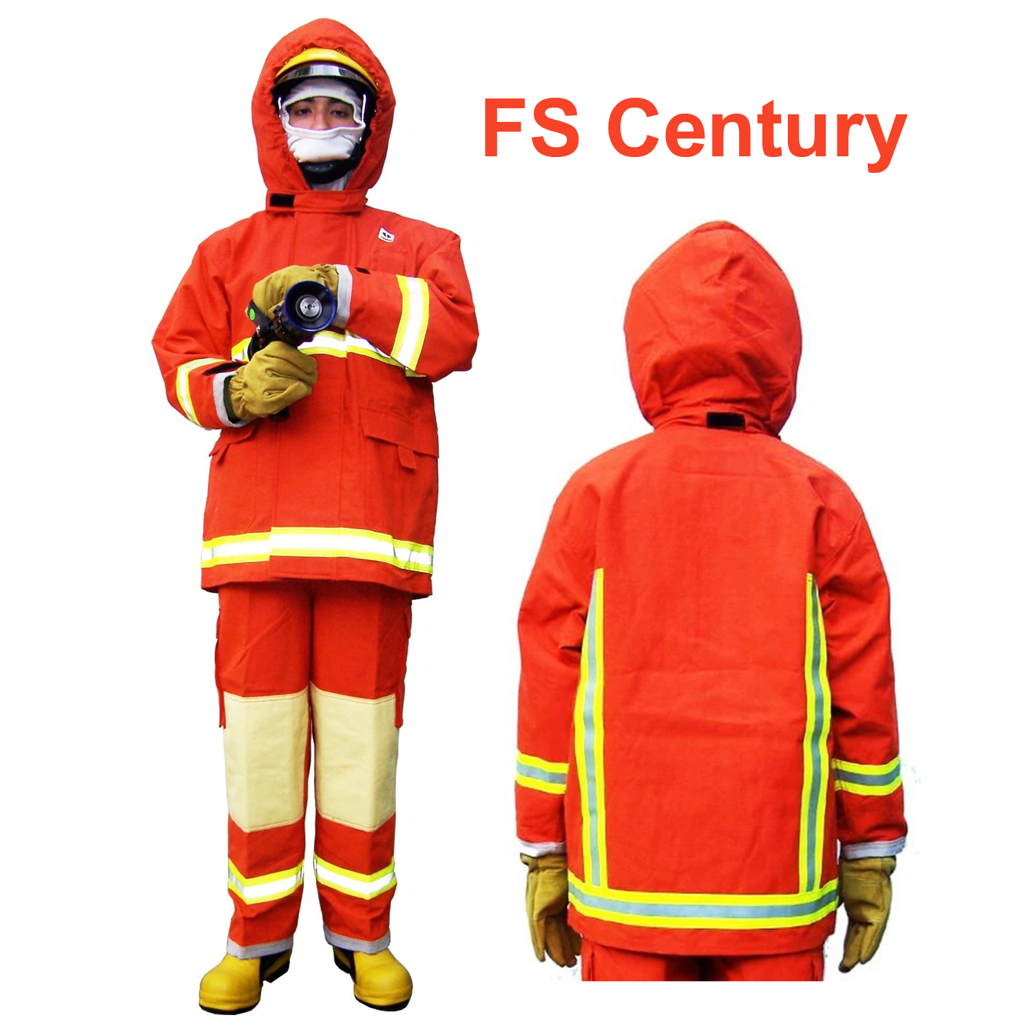 ชุดดับเพลิง ของแท้ เสื้อ กางเกงพร้อมผ้าคลุมศีรษะ สีส้ม มาตรฐานสากล ทนไฟ FS Century