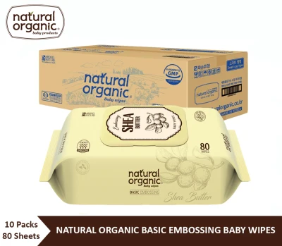 Natural Organic Basic Embossing Baby Wipes (Cap Type, 10 X 80Sheet)