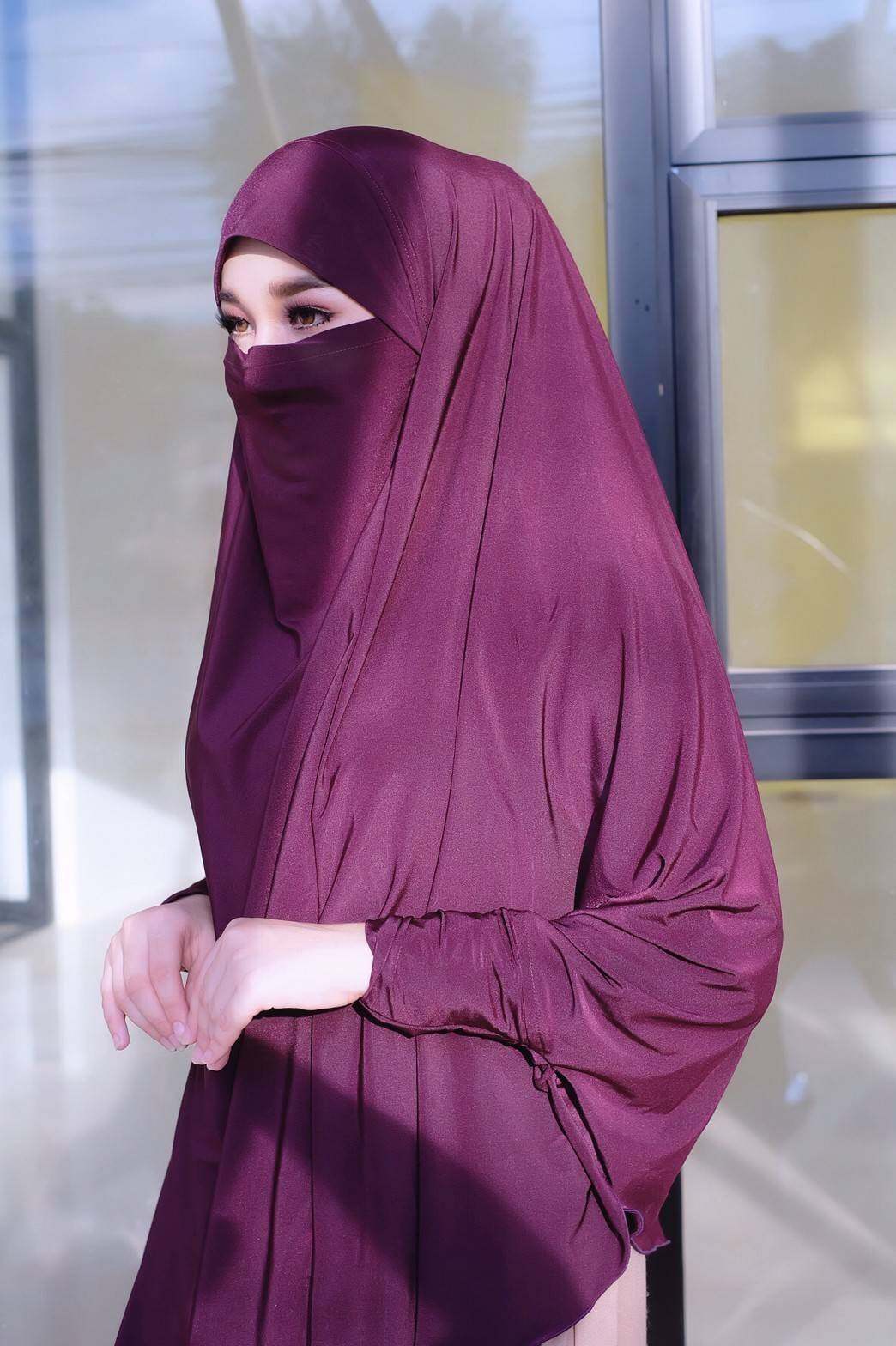 hijab ฮิญาบผรั่งเศสมีแขนรุ่นนี้สะดวกมากๆใส่ง่ายใส่สวยดูดี เปิด-ปิดหน้าได้ มีแขนในตัวมีเชือกผูกด้านใน
