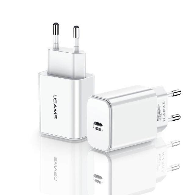 USAMS อแดปเตอร์ ชาร์จเร็ว USB Charger 18W PD Fast Charge usb Type C PD Charger for iPhone X XS XR Portable Phone Charger for Huawei Samsung Adapter