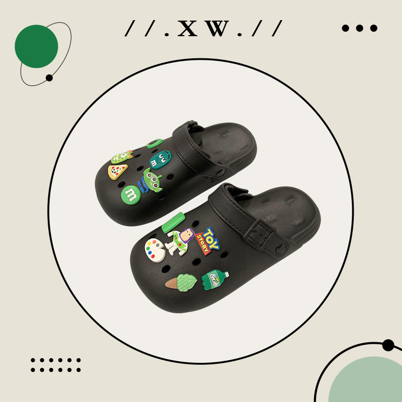XWshop Hot🔥 New Fashion Big Toe Shoes Chopped With Cute Green Attachment Colorful Super Nice To Wear ✨ Soft Soles It's Bang 🌲 ราคา 98 บาท*ส่งฟรี