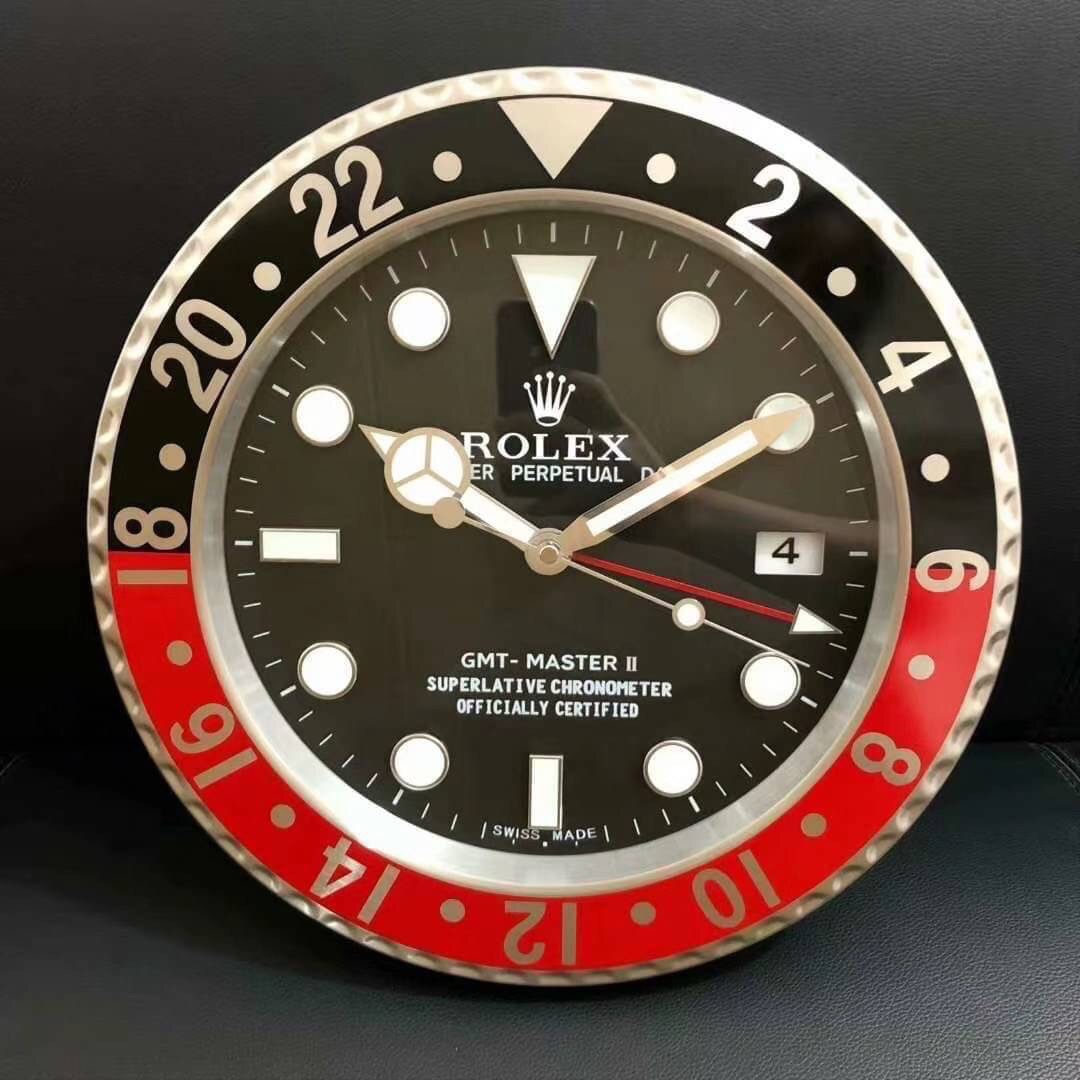 นาฬิกาแขวนผนังRolex รุ่นGMT มี6แบบให้เลือก ขนาด34cm หนา5cm เข็มเดินเรียบ มีพรายน้ำชัดเจน *สินค้าตรงตามรูป100%