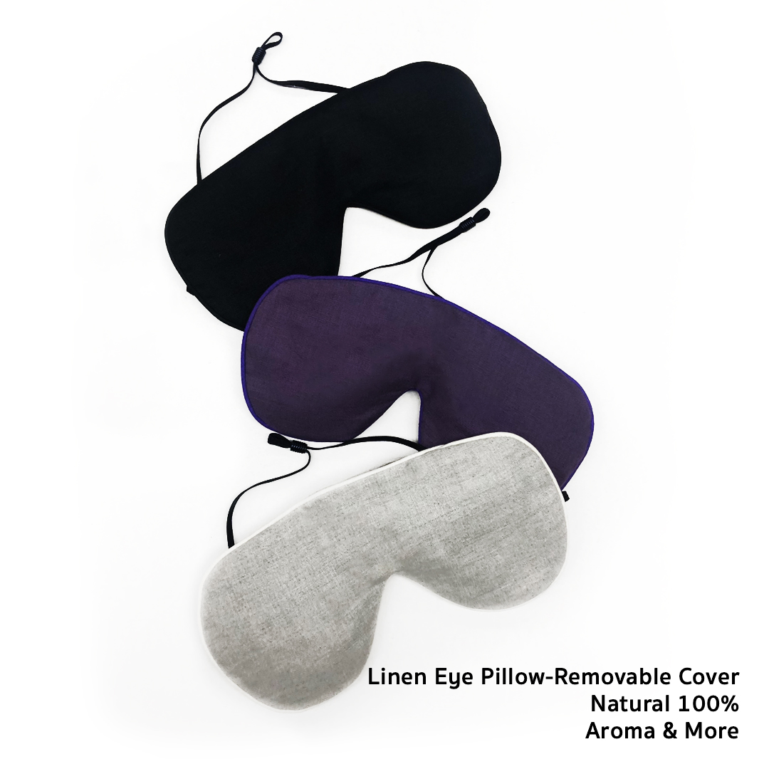 หมอนประคบดวงตาผ้าลินิน กลิ่น Chamomile+Lavender มี 3 สี ม่วง-ดำ-ออฟไวท์- Linen Aromatherapy Herbal Eye Pillow 120g
