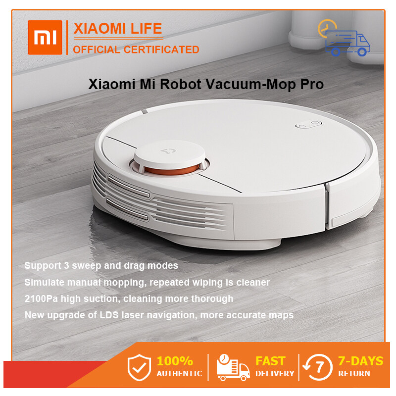 Xiaomi Mi Robot Vacuum Cleaner Mop Pro Sweep and Drag 3 Mode LDS Laser Navigation 2100Pa หุ่นยนต์ดูดฝุ่น ใช้ในบ้าน อายุการใช้งานแบตเตอรี่ยาวนาน สามารถดูดขนแมวและสุนัข low noise