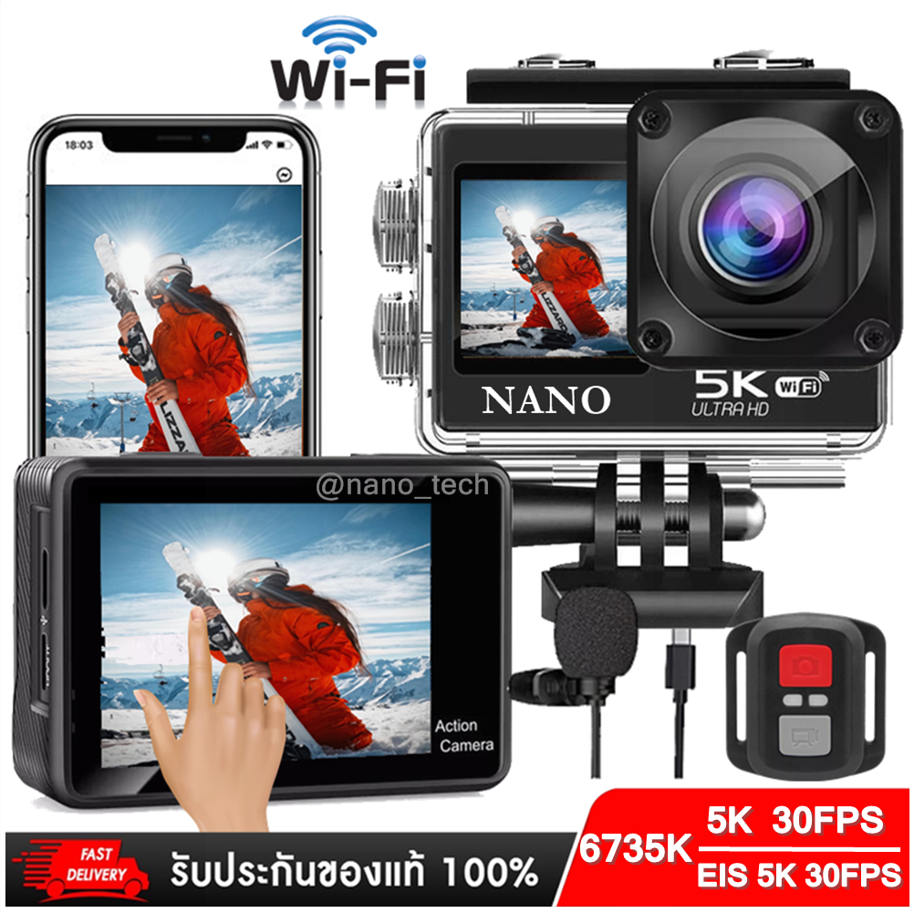 Action Camera F30 5K 4K60Fps Wifi Anti-Shake Dual Screen Camera 170 ° Wide Angle 30m Waterproof Sports Camera, Year 2023, Stock in Thailand. ราคา 3,090 บาท*ส่งฟรี