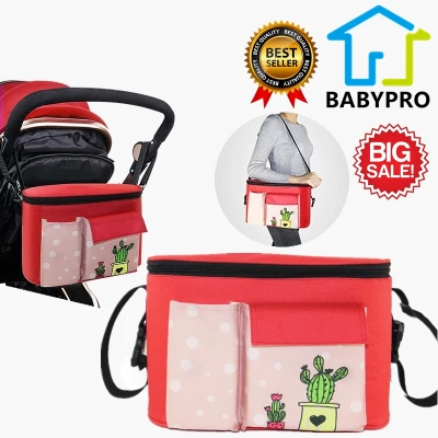 กระเป๋าแขวนหลังรถเข็นเด็ก กระเป๋าสะพาย กระเป๋า Multi-Function Stroller milk Organizer Stroller diapers Baby Cup Holders Accessories Bag holder