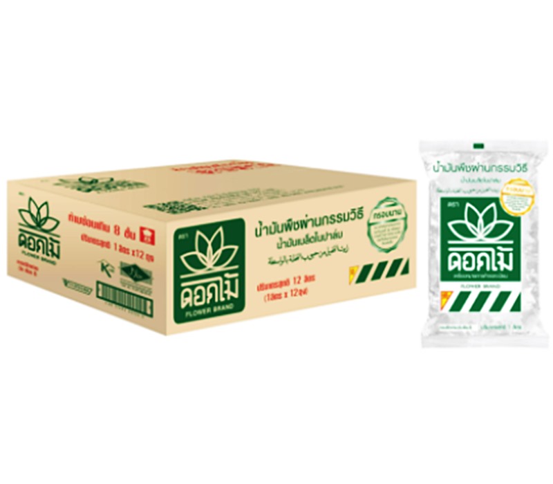 น้ำมันเมล็ดในปาล์มตราดอกไม้ แบบถุงเติม 1 ลิตร x 12 ถุง (ขายยกลัง) Flower Palm Kernel oil Refill 1L X 12 Bag (Crates for Sold)