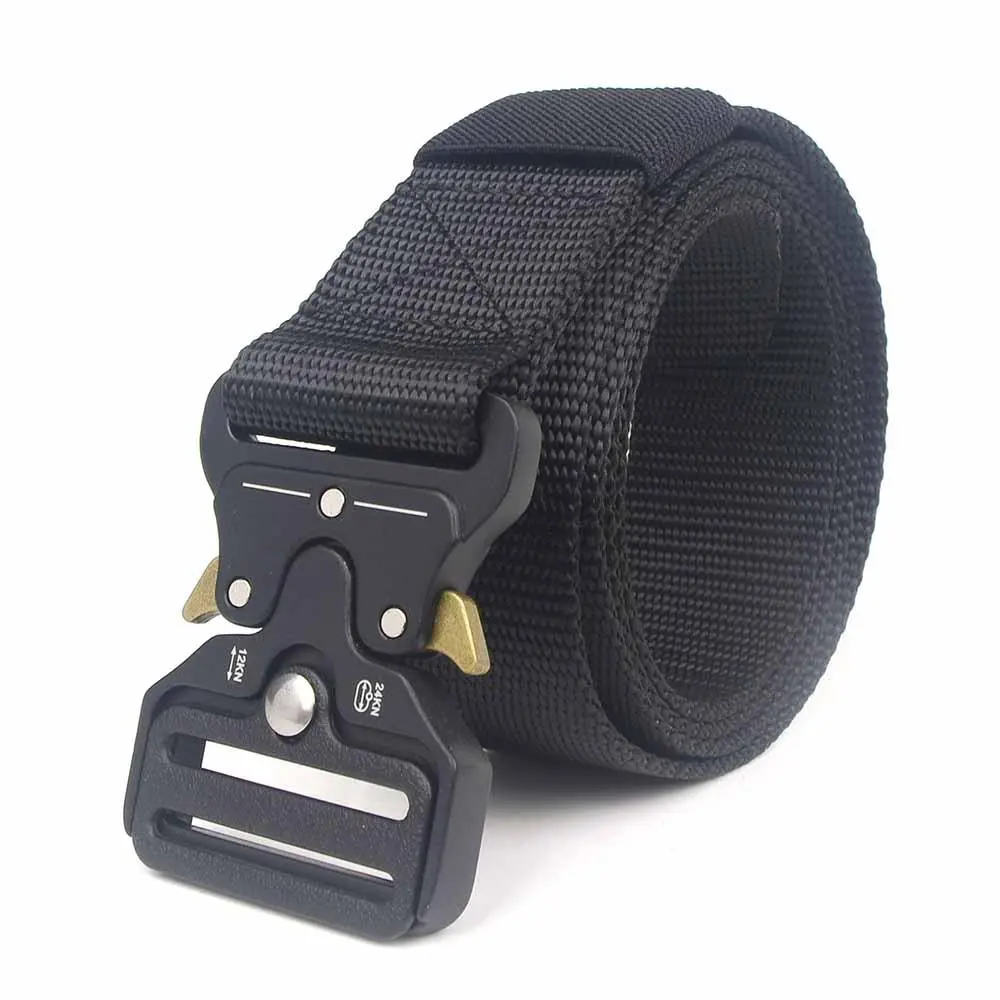 yuanyuan เข็มขัดผู้ชาย เข็มขัด ผู้ชาย Men Military Belt Buckle Adjustable Combat Rescue Rigger Tool Waistband Tactical BLACK