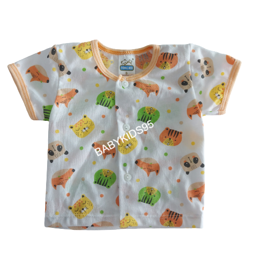 BABYKIDS95 (1ตัวสุ่มลาย) 0-3 เดือน เสื้อยืดแขนสั้น กระดุม เสื้อเด็กอ่อน Cotton Short Sleeve Shirts For Newborn - 3 months (1 Shirt/ Random Pattern)