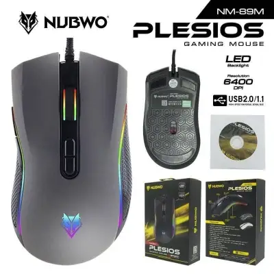 เมาส์เกมมิ่งมาโคร NUBWO PLESIOS NM-89M USB Mouse Macro(สีเทา)