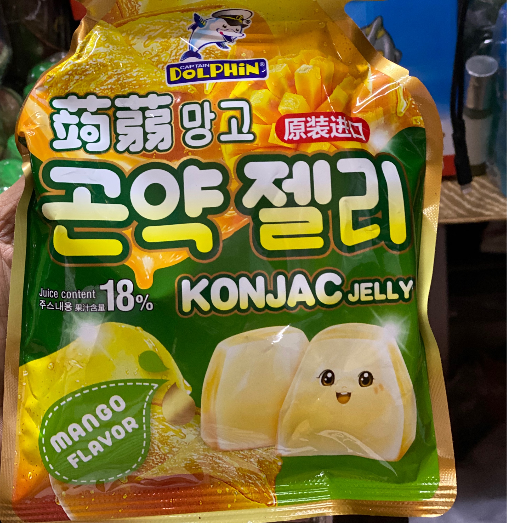 KoNJAC jelly เกาหลี ยี่ห้อ Dolphin juice content18% Mango flavor