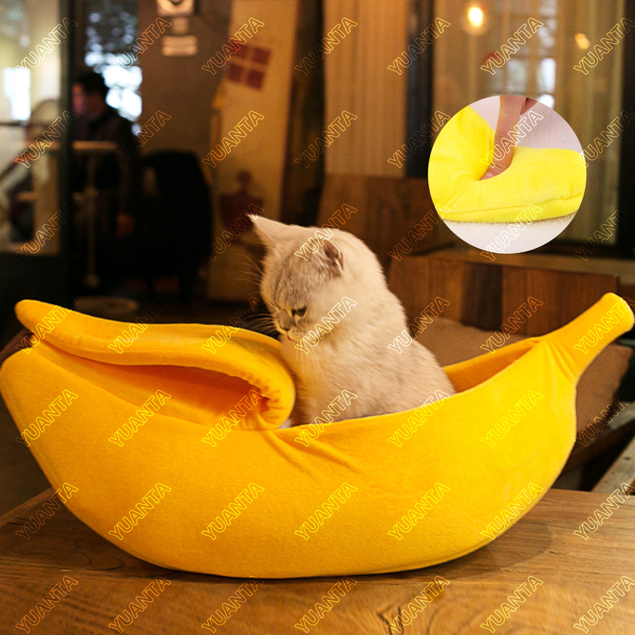 YUANTA ที่นอนสุนัขแมว รูปทรงกล้วยหอม ที่นอนกล้วย ที่นอนแมว ที่นอนหมา ที่นอนสุนัข ที่นอนสัตว์เลี้ยง Banana Shaped Pet