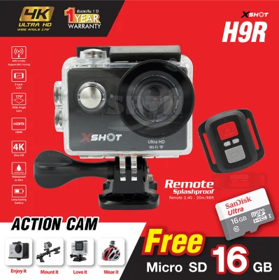 X-SHOT H2 4K Ultra HD Action sport camera wifi black + Remote Splashproof (Remote 2.4G:20m/66ft)