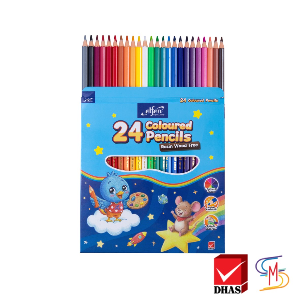 Elfen เอลเฟ่น สีไม้ ดินสอสีไม้ 12 สี และ 24 สี รุ่นนีโอ จำนวน 1 กล่อง