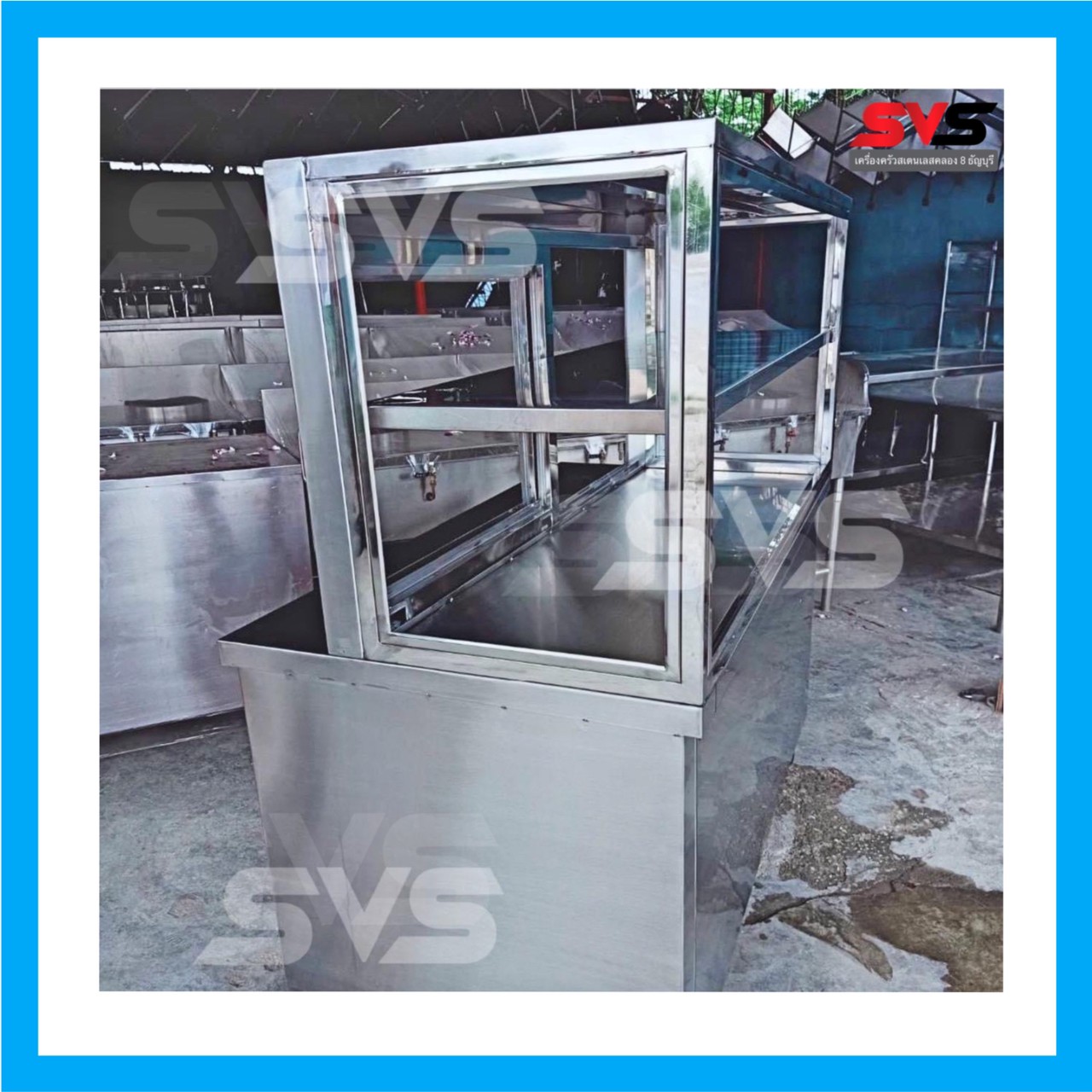 เคาน์เตอร์ตู้เเบบเหลี่ยม สเตนเลส304 (ไม่รวมกระจก)ขนาด ก70xย130xส80ซม. ตู้ขายของ ตู้กับข้าว ตู้ข้าวเเกง ตู้สเเตนเลส.. ราคา 32,000 บาท*ส่งฟรี