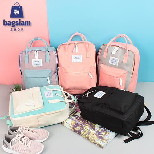 bagsiamshop(BA956) -o1กระเป๋าเป้แฟชั่นสีทรูโทนน่ารักมาก