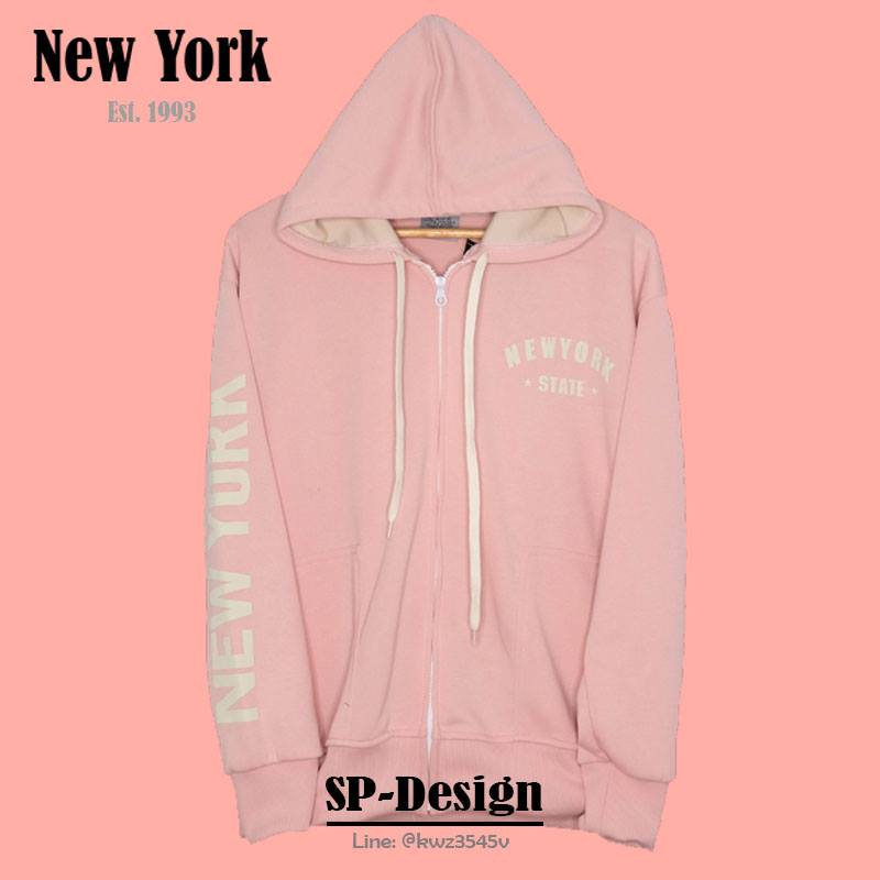 เสื้อคลุมมีฮูด เสื้อกันหนาว New York Hoodie สกรีนแขน