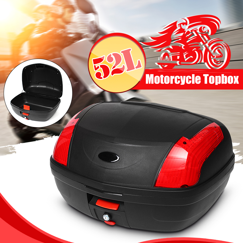 【จัดส่งฟรี】สลักปลอดภัย 52L รถจักรยานยนต์สกู๊ตเตอร์ Topbox ด้านหลังกระเป๋าเก็บของกล่องด้านบน