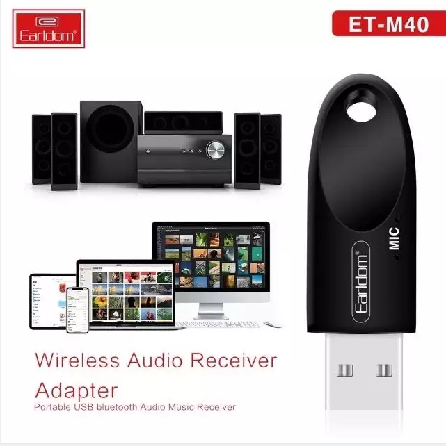 ตัวรับสัญญาณบลูทูธ Earldom ET-M40 v.5.0 Bluetooth Receiver อุปกรณ์ USB รองรับอุปกรณ์บลูทูธ เวอร์ชั่นบลูทูธ 5.0 คุณภาพสินค้าดี ใช้งานได้ดี ใช้ได้นาน