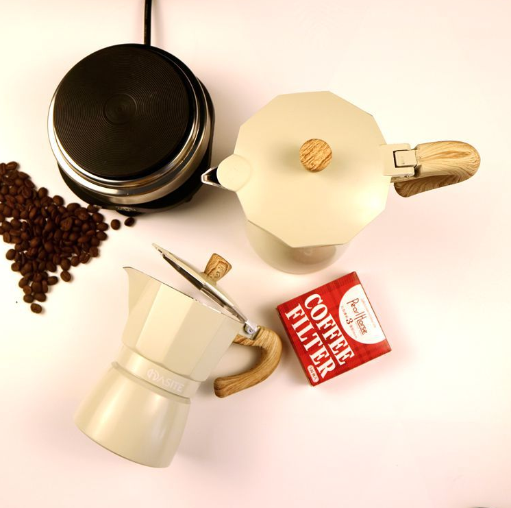 ?จัดส่งได้ทันที?หม้อกาแฟหนาสไตล์ยุโรปหม้ออลูมิเนียมแปดเหลี่ยมเครื่องชงกาแฟหม้อกาแฟ moka pot สไตล์อิตาลีคลาสสิก