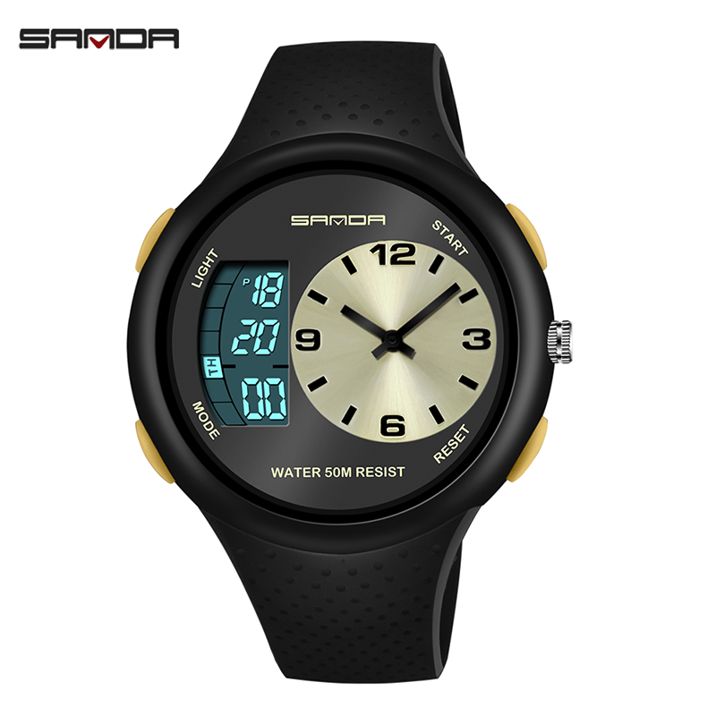 Sanda 763 นาฬิกาสปอร์ตผู้ชาย  มัลติฟังก์ชั่นดีไซน์ทันสมัยพร้อมไฟส่องสว่าง นาฬิกาสองระบบ สายเรซิน ของแท้ 100%(จัดส่งเร็ว)