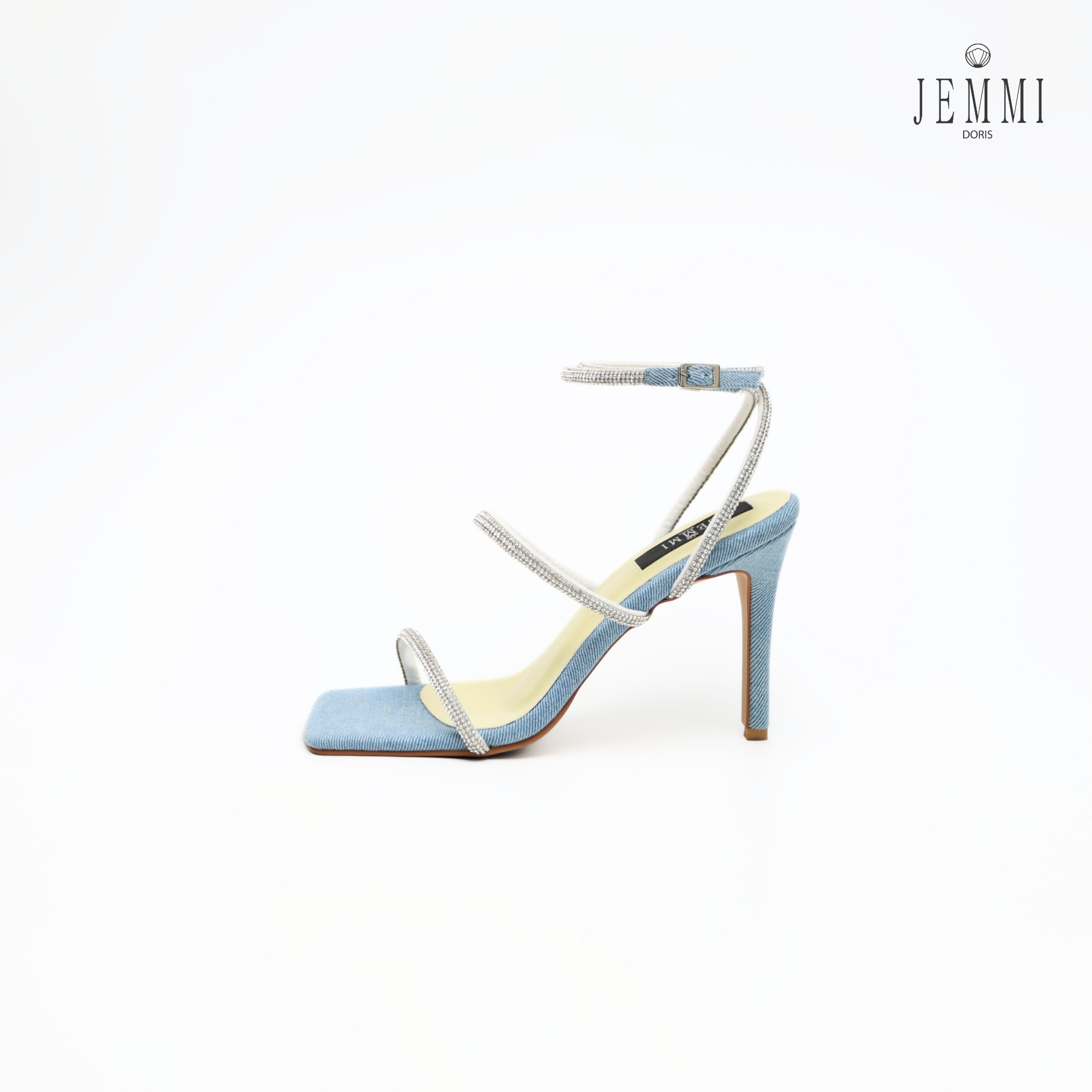 Jemmidoris 4-Inch High Heels, Ankle Strap with Diamonds - Kumidi Heels Jean Model ราคา 3,590 บาท*ส่งฟรี