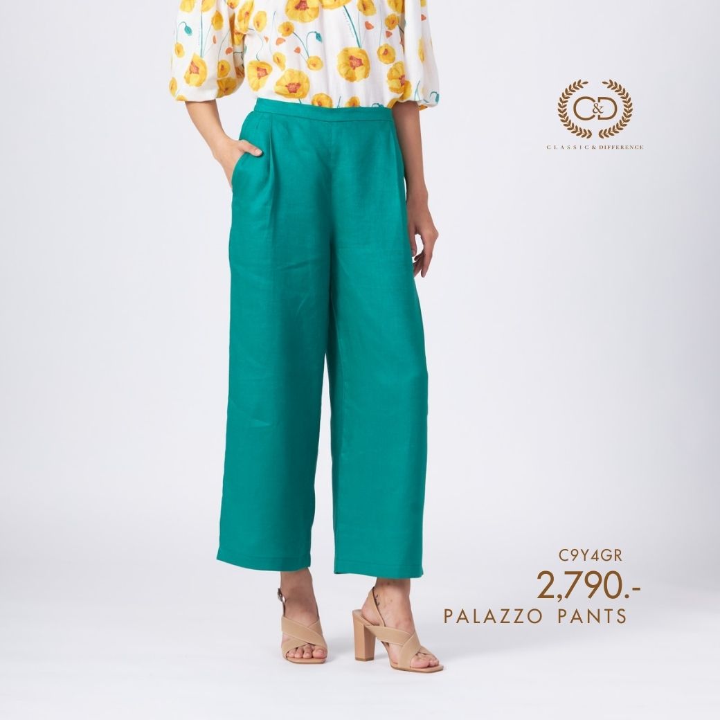 C&D - Linen Premium Palazzo pants กางเกงผู้หญิง ขายาว ทรงตรง สีเขียว C9Y4GR ราคา 2,762 บาท*ส่งฟรี