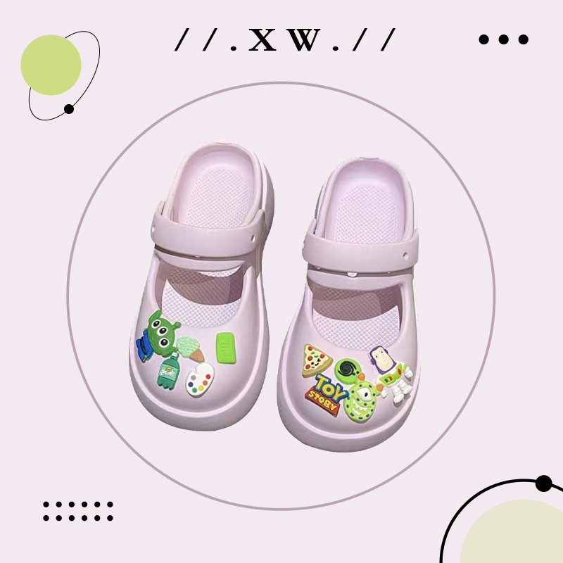 XWshop New unboxed 🎁 big head shoes new version fashion shoes super cute women's slippers come with little pattern 🛍️ wear and look good, look expensive, look rat ราคา 101 บาท*ส่งฟรี