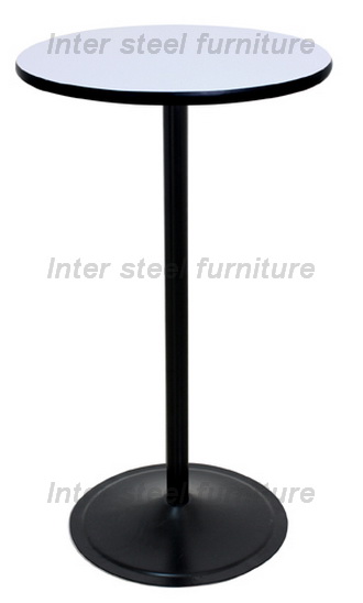 Inter Steel โต๊ะบาร์ รุ่น T2OS ขาเหล็กสีดำ ท้อปไม้เมลามีนสีขาว Bar table, model T2OS, steel legs, black plated, shiny White melamine top