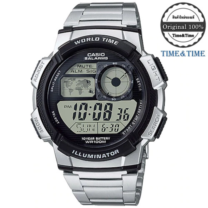 ภาพหน้าปกสินค้าTime&Time Casio Standard นาฬิกาข้อมือผู้ชาย สีเงิน สายสแตนเลส รุ่น AE-1000WD-1AVDF ใหม่ แท้100%