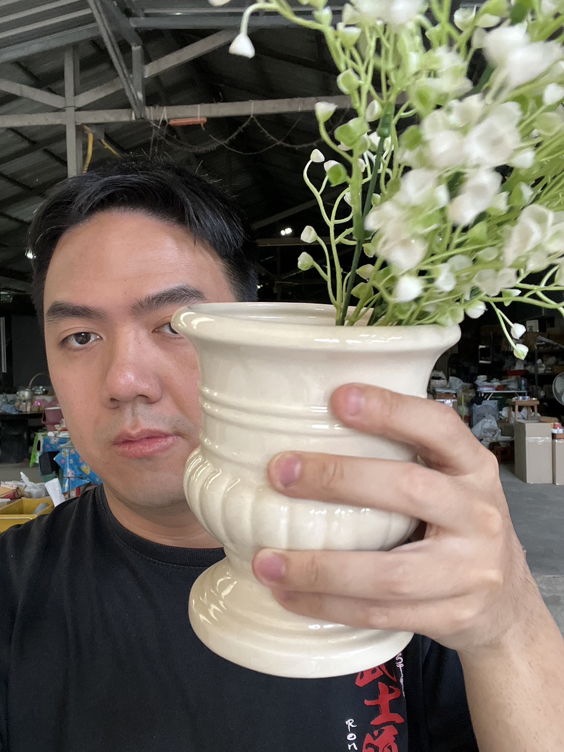 แจกันจัดดอกไม้ จัมโบ้ ขนาด สูง 6 นิ้ว แจกันเซรามิค แจกันโรมันเรียบ(เล็ก) แจกันขนาดสูง รหัส 12124