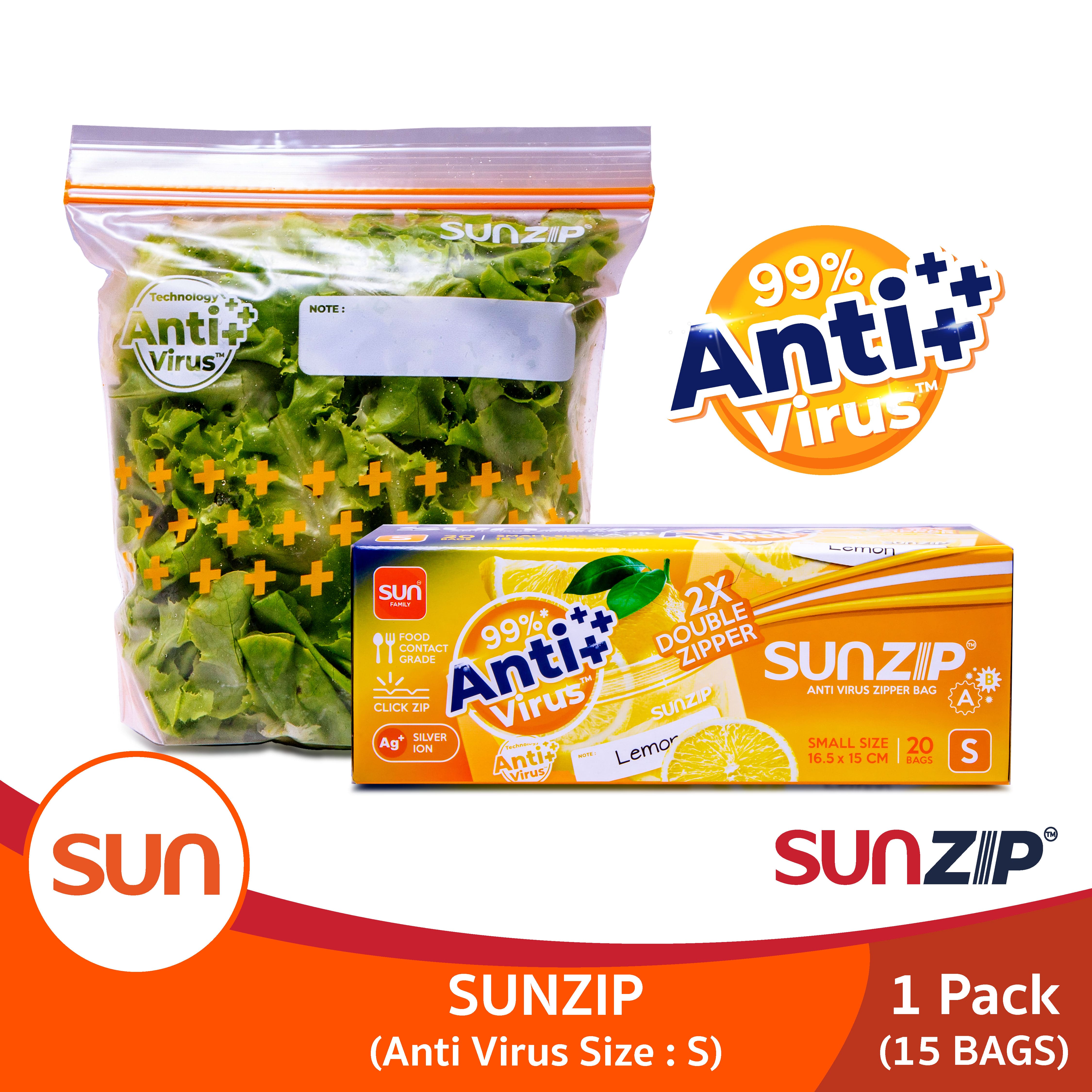 [ซื้อ 2 แถม 1]SUNZIP ซิปแอนตี้ไวรัส ไซส์ S ยับยั้งการเจริญเติบโตของเชื้อไวรัส (จำนวน 1 แพ็ค) ราคา 39 บาท*ส่งฟรี