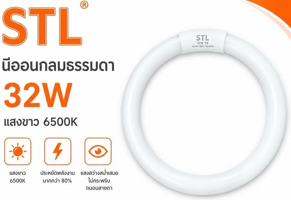 หลอดนีออนกลม นีออนกลม 32W แสงขาว ให้แสงสว่างแก่ห้อง