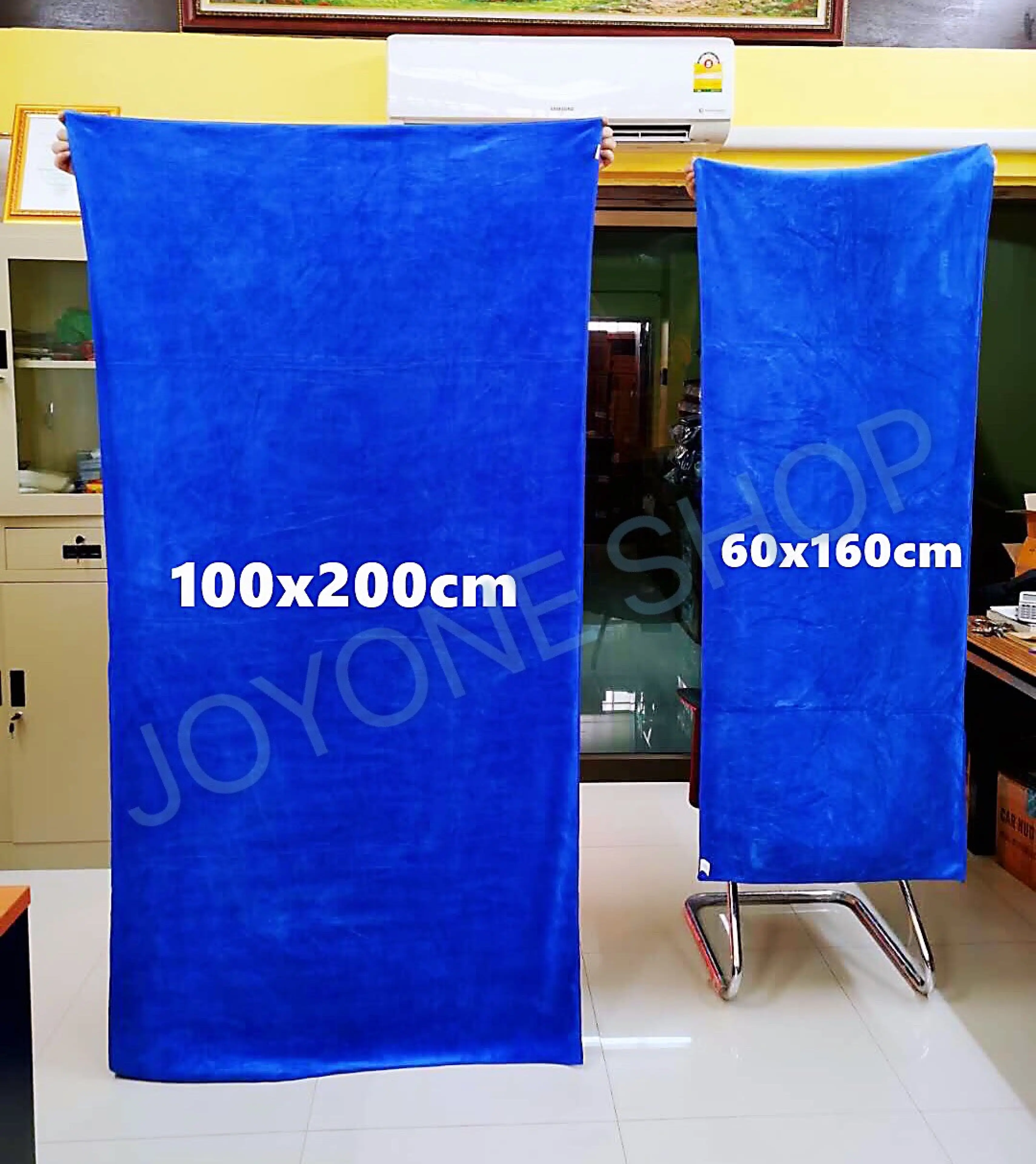 MICROFIBER ของแท้ ผ้าไมโครไฟเบอร์ / ผ้าเช็ดรถ / ผ้าลากน้ำ / ผ้าลากหลังคา ขนาดใหญ่พิเศษ สีน้ำเงิน หนา 420แกรม Microfiber 1x2m