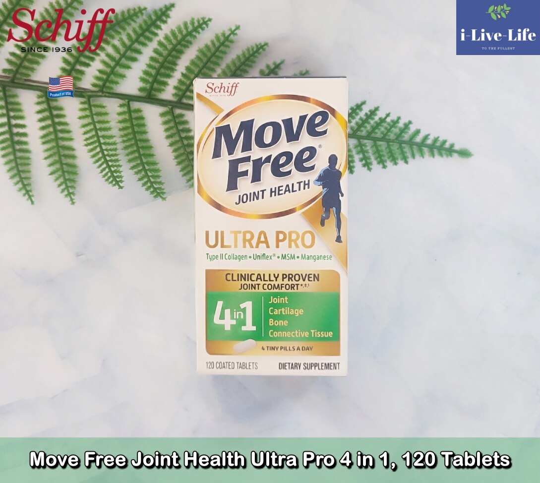 60% Sale!!! EXP. 12/24 อาหารเสริมสำหรับกระดูก คอลลาเจน แมงกานีส Move Free Joint Health Ultra Pro 4 in 1, 120 Tablets - Schiff ราคา 890 บาท*ส่งฟรี