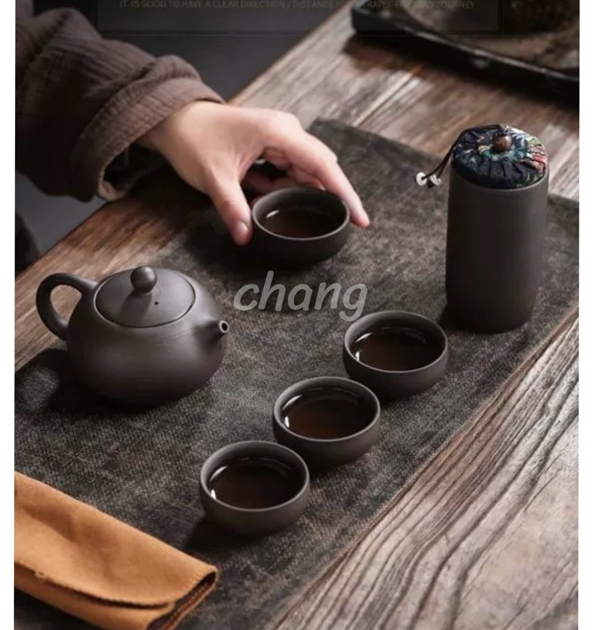กาชงชา ชุดน้ำชา เซรามิก แก้ว 4ใบ มีที่ใส่ใบชา พร้อมกระเป๋า CH0514