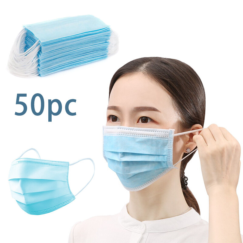 (พร้อมส่งในไทย)หน้ากากป้องกันฝุ่นใช้แล้วทิ้ง ระบายอากาศ คุณภาพดี (หนา 3 ชั้น) 1แพ็คเกจ/50ชิ้น