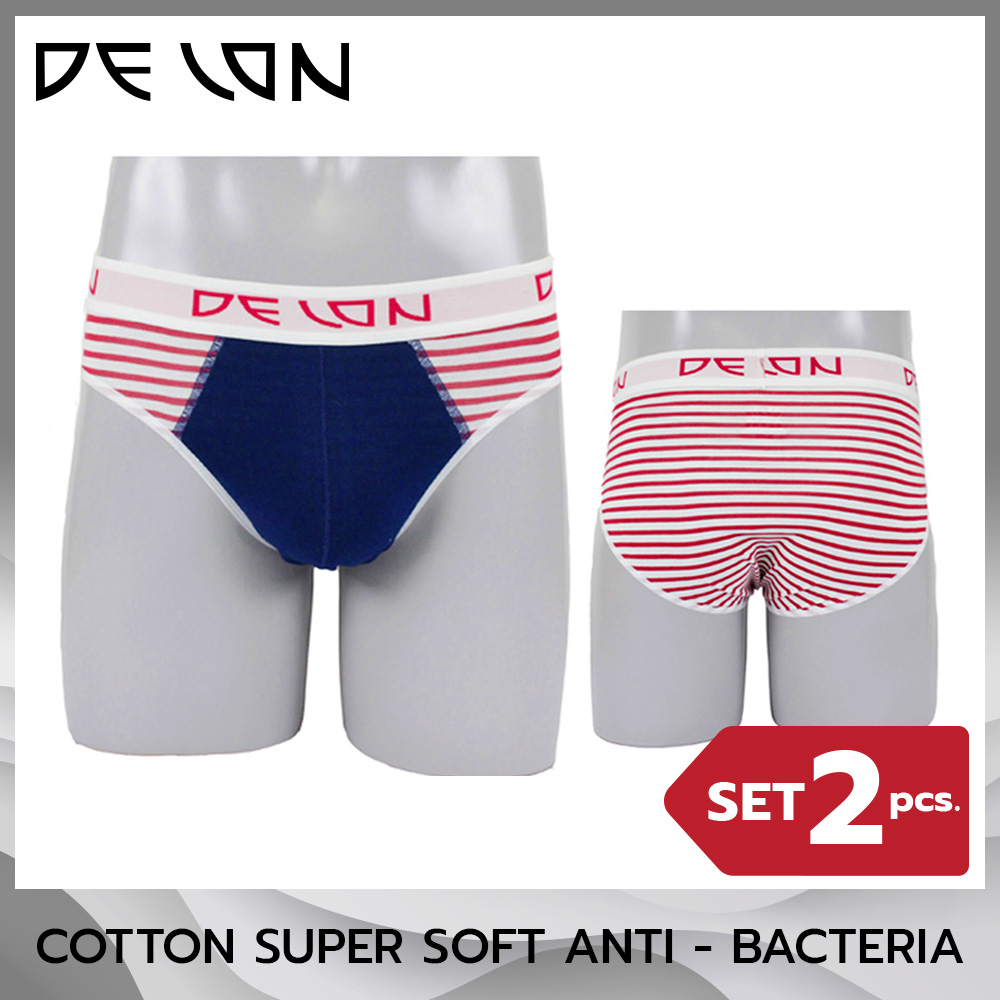 DELON Super Soft  2 ตัว /กางเกงในชาย บิกินนี /ผ้าคอตตอน /AU53024 / Anti - Bacteria / แอนตี้ แบคทีเรีย กางเกงใน ชุดชั้นในชาย กางเกงในผู้ชาย