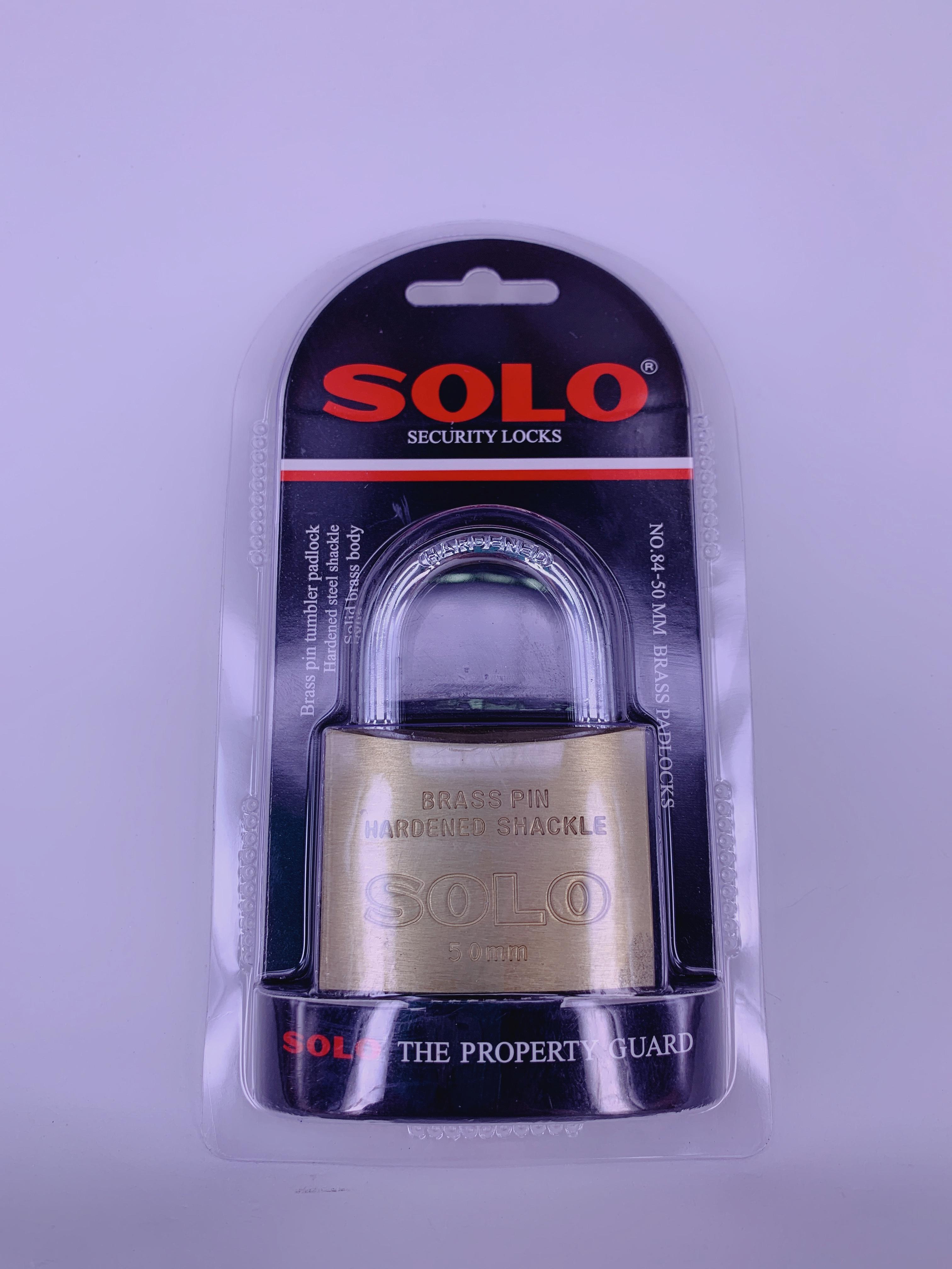 กุญแจSOLO แม่กุญแจแบบคล้องโซโล ชนิดห่วงสั้น สีทอง รุ่นNo.84-50 MM.