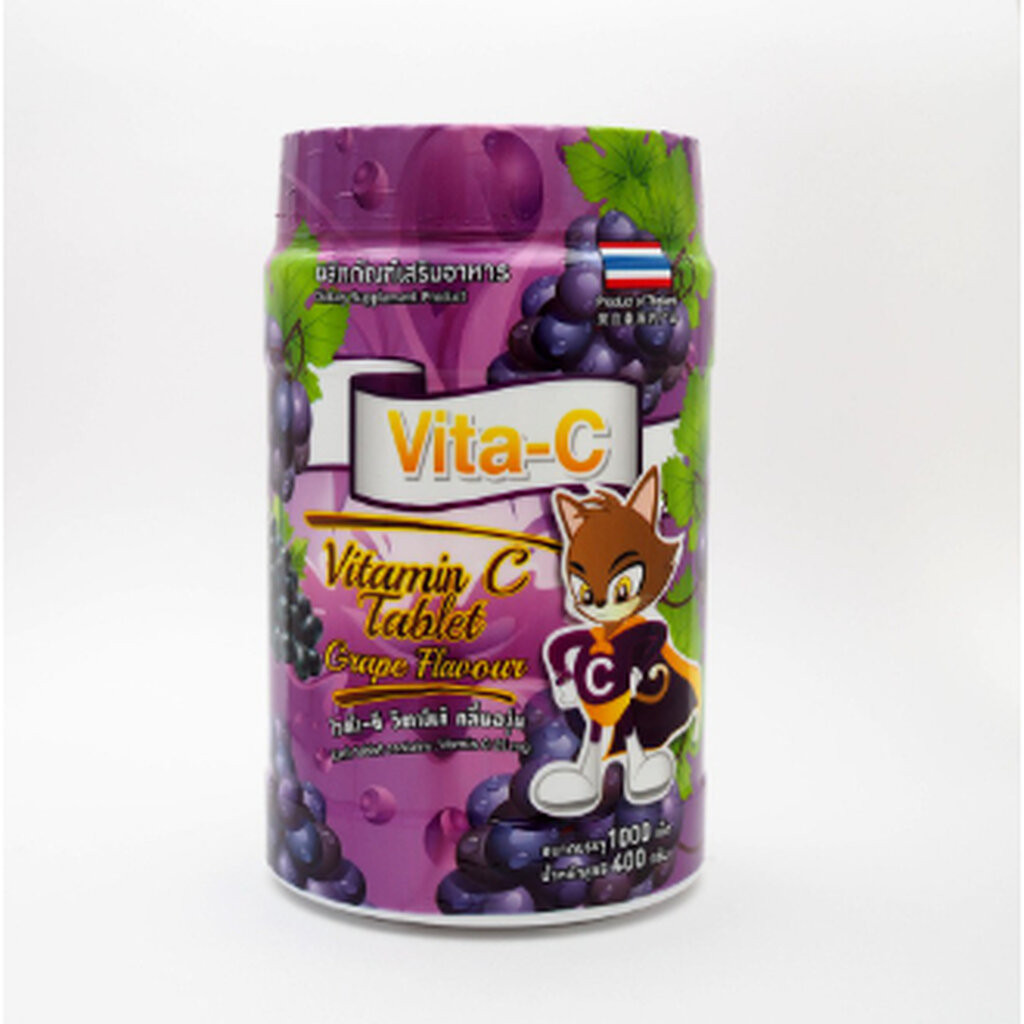 VITA-C วิตามินซีอม 1000เม็ด VITAMIN C 25mg. (T.MAN) มี 5 รสชาติ สำหรับเด็ก วิตามินซี 25mg ทีแมน