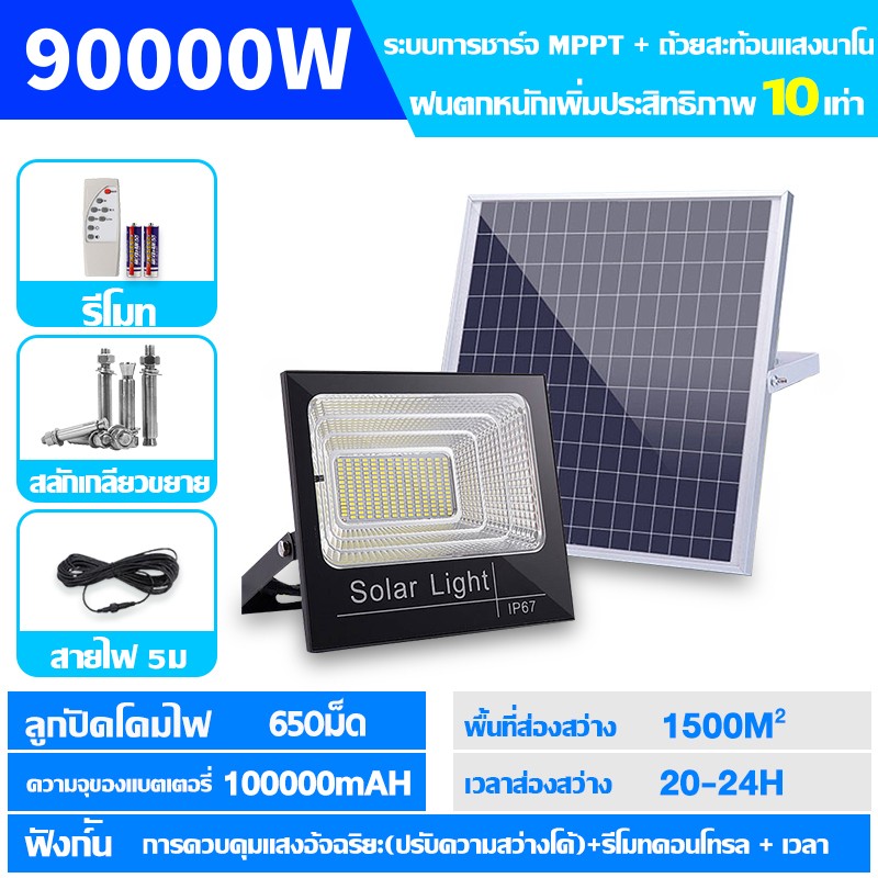 ซื้อ 1 แถม 1 ไฟโซล่าเซลล์ โซล่าเซลล์ ไฟ สปอตไลท์ โซล่า ไฟภายนอกอาคาร 35000W หลอดไฟ led ไฟโซล่าเซล LED ไฟพลังแสงอาทิต Solar light outdoor โคมไฟนอกบ้าน ไฟสปอตไลท์ กันน้ำ IP67 ไฟสปอร์ตไลท์ ประกัน 30 ปี Solar light