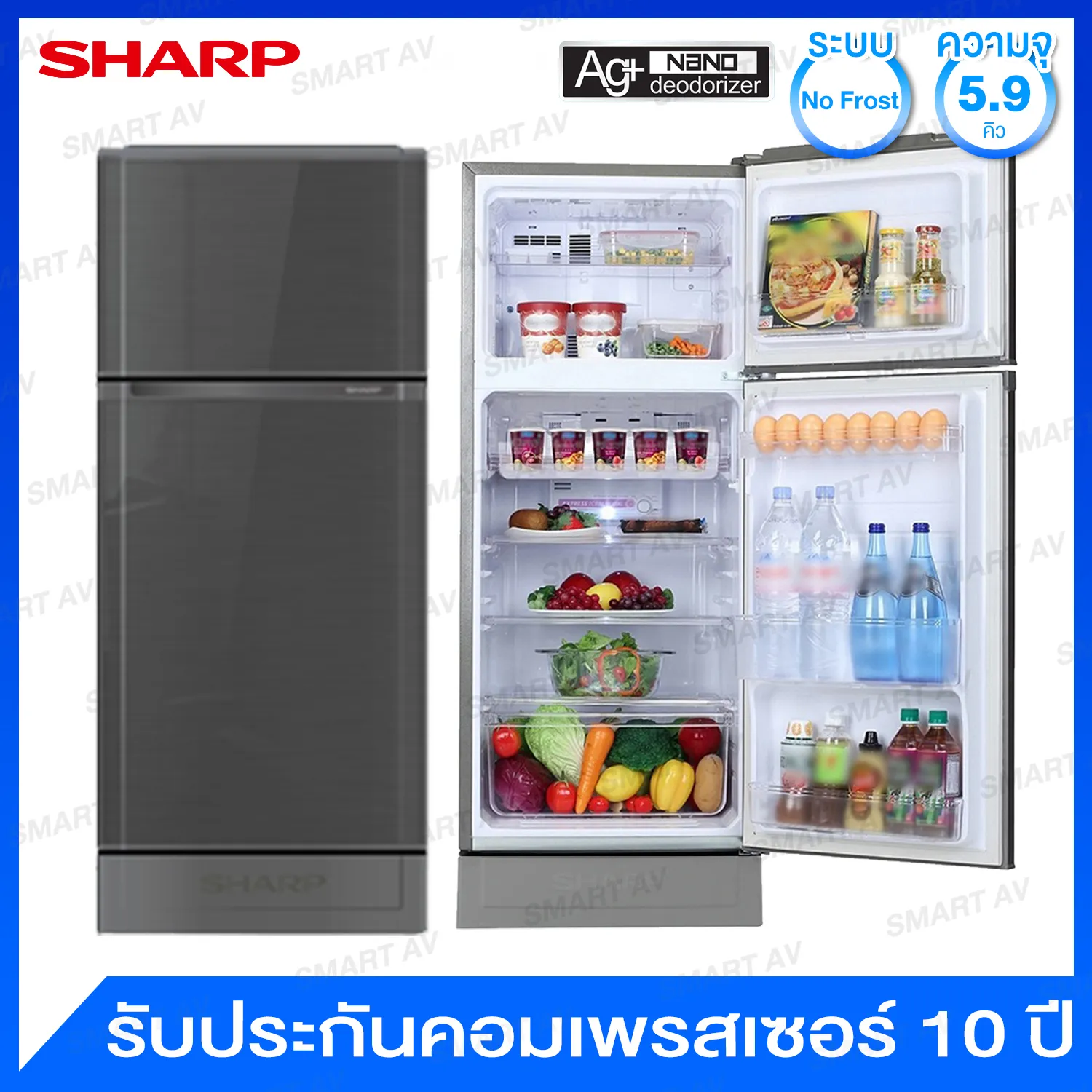 Sharp ตู้เย็น 2 ประตู ความจุ 5.9 คิว รุ่น SJ-C19E-WMS (สีเทาเงิน)