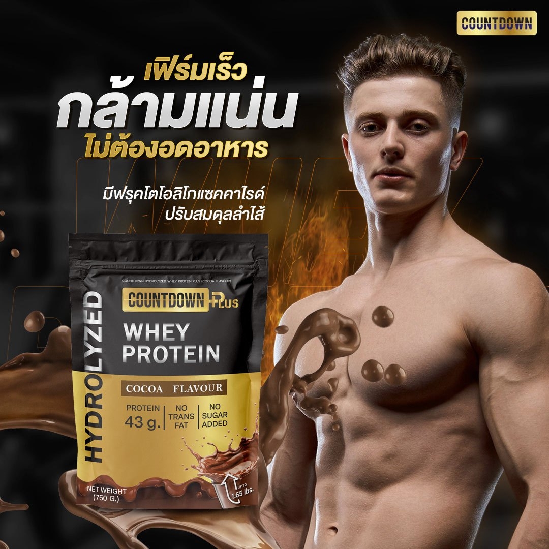 Protein add weight👊COUNTDOWN Whey Hydrolyzed whey Hi Pedro ไลซ์ cocoa flavor | protein gopro4 G. | whey protein Lee/fat add muscle allergic resistive cow milk 700g. ราคา 999 บาท*ส่งฟรี