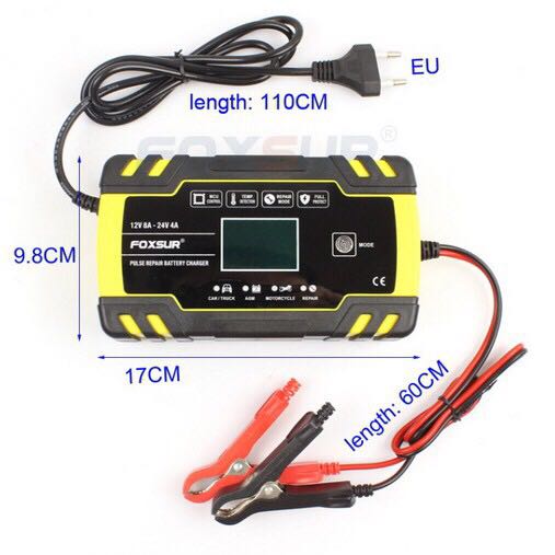 FOXSUR เครื่องชาร์จอัจฉริยะและซ่อมแบตเตอรี่รถยนต์ Pulse Repair Charger 12V 8A 6-150Ah /24V 4A